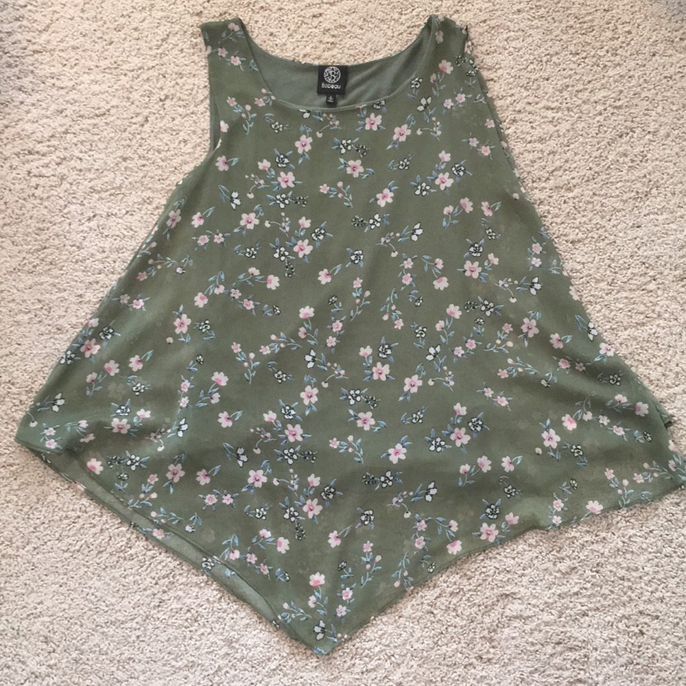 Green Floral Tank Top